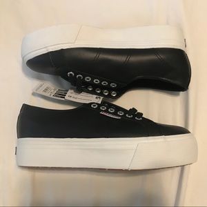 Brand New Superga Leather Platform Sneakers